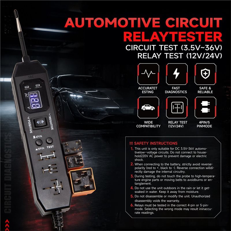 차량 전기 고장 회로 진단 도구, 디지털 자동차 릴레이 - Power Supply Tester 리뷰 및 가격